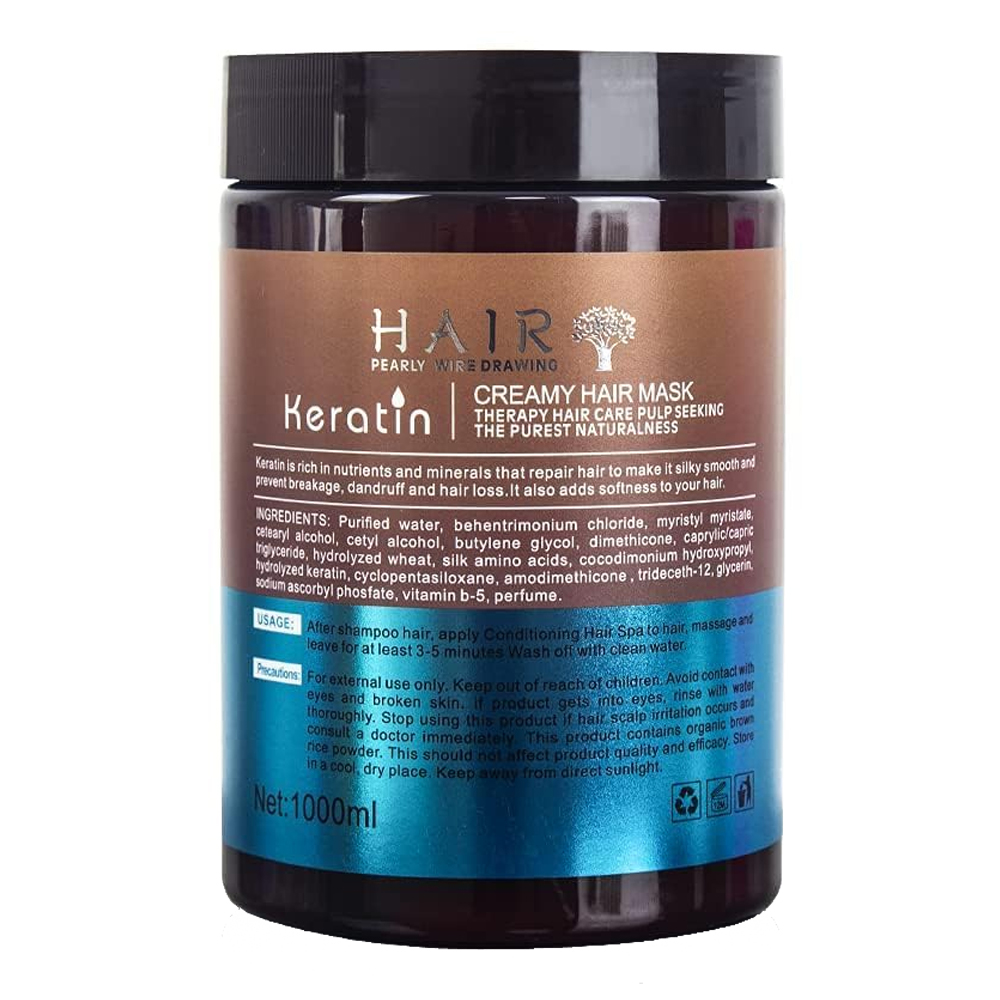 Hair Pearly Wire Drawing Keratin Moisturizing & Smooth Creamy Hair Mask 1000ml - Image 2