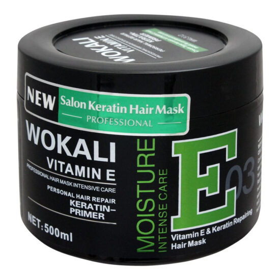 Wokali Vitamin E & Keratin Repairing Hair Mask (Moisture Intense Care) – Green 500ml