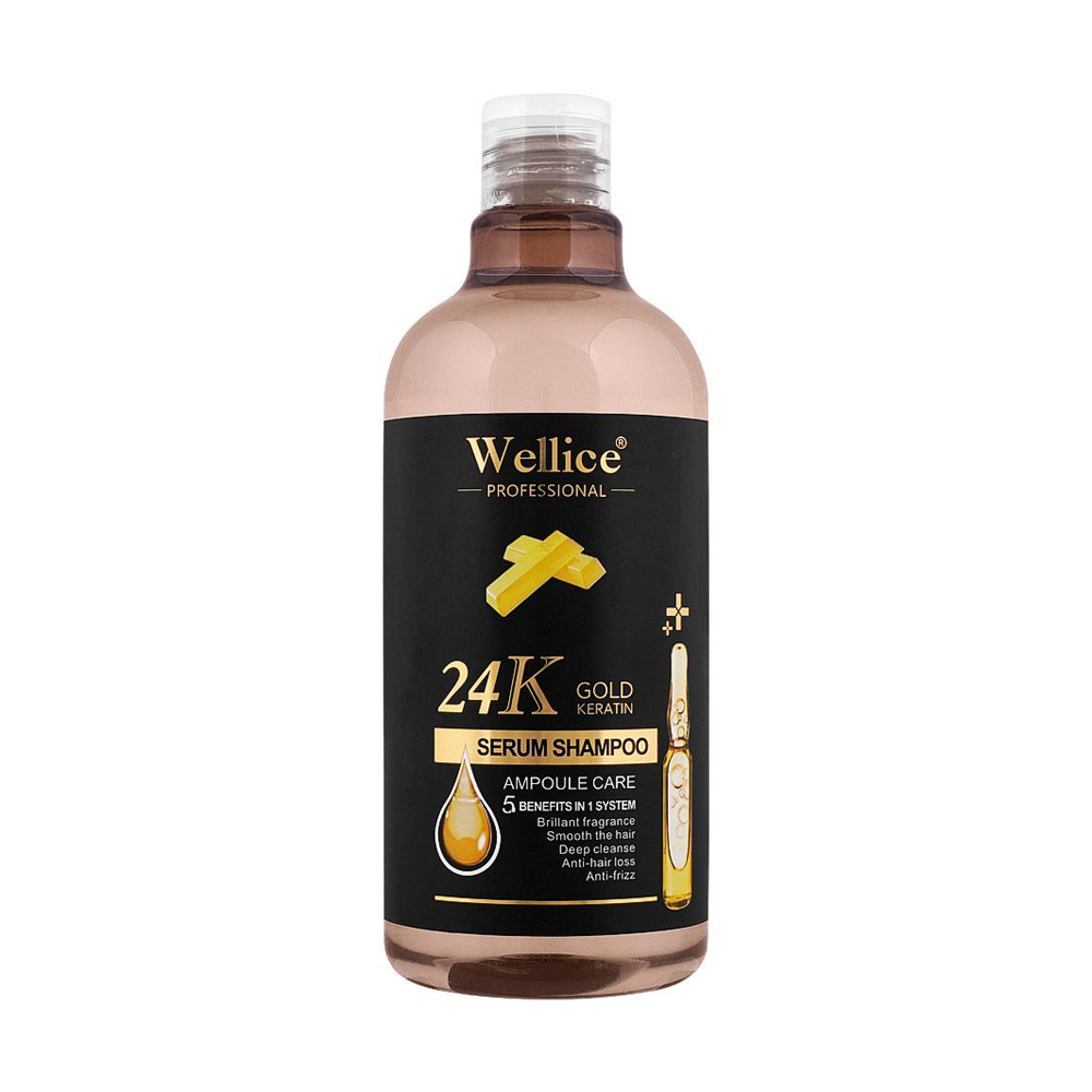 Wellice Professional 24K Gold Keratin Ampoule Care Serum Shampoo 500ml