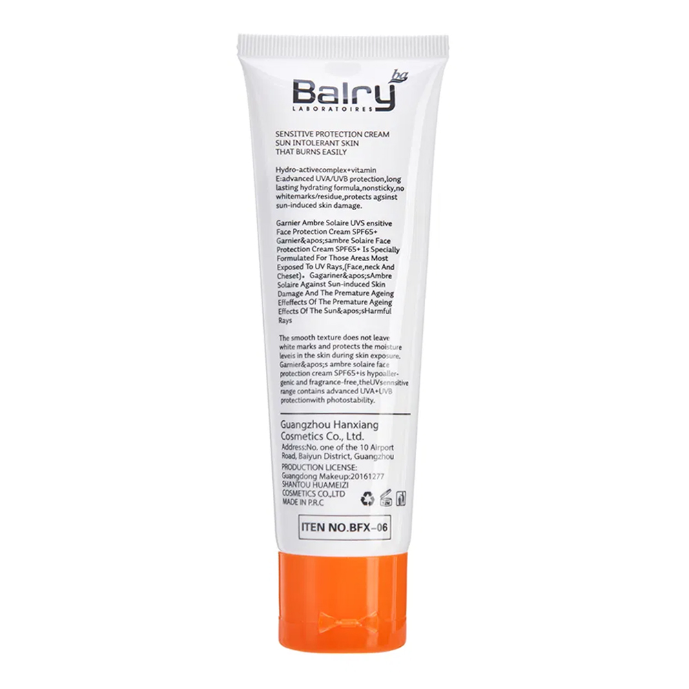 Balry Sun Protection Cream Moisturizing Face & Body Sunscreen SPF 65+ 80ml - Image 2